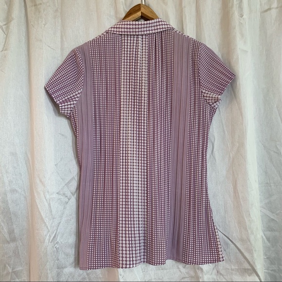 Apt. 9 Short-sleeve Button-down Stretch Lavender/ White Dots Blouse Top Medium - Picture 7 of 8